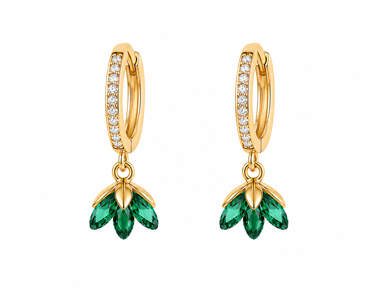 Bloomie Emerald Green Gold Plated Collection Jhumka Earring
