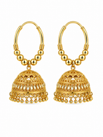 Gold plated Collection Jhumka Earring Double Domes Chain Dangle
