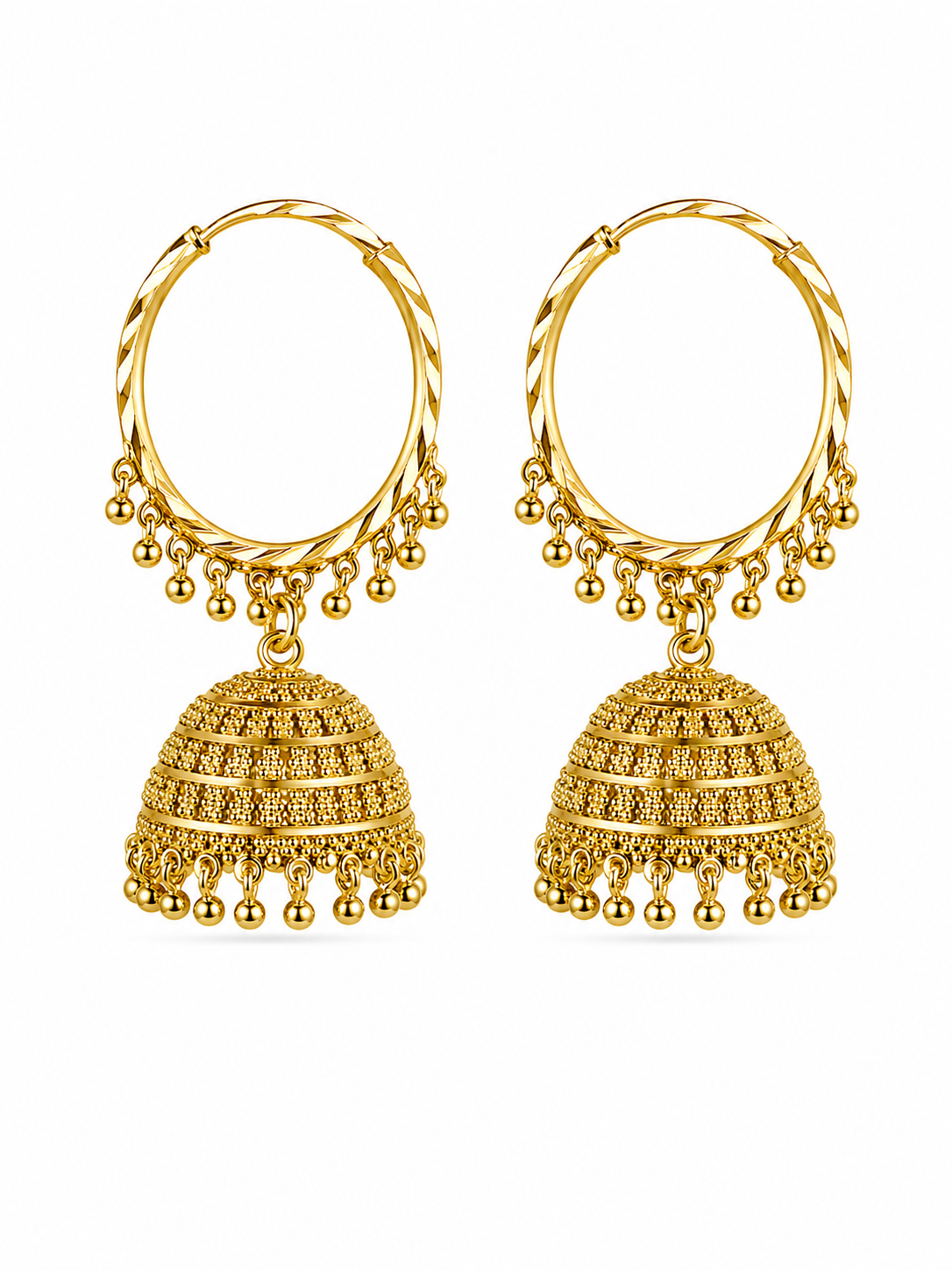 Gold plated Collection Jhumka Earring Bead Hoop Dome