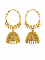 Gold plated Collection Jhumka Earring Bead Hoop Dome