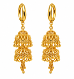 Gold plated Collection Jhumka Earring Double Domes Chain Dangle