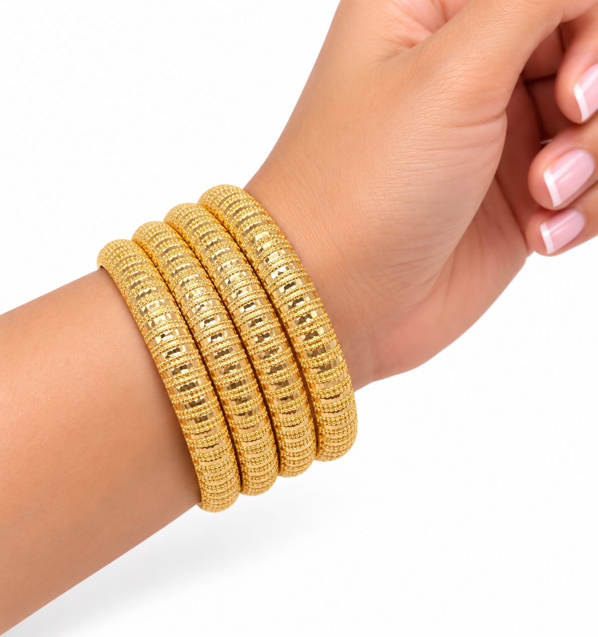 Simple 2.6 Gold Bangle Set 4 Bangles