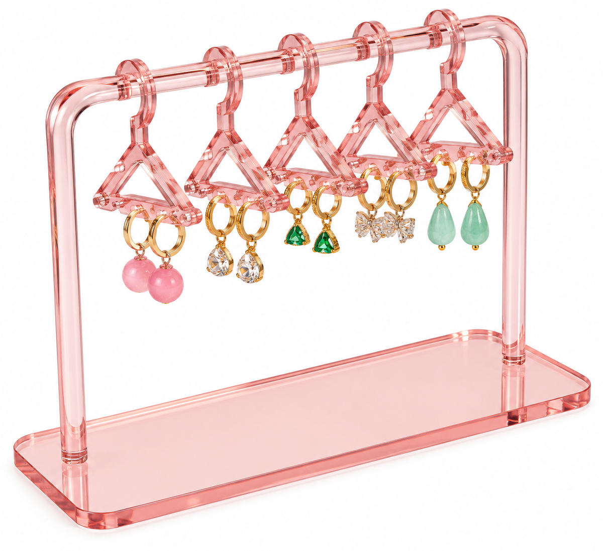 Rose Pink Acrylic Earring Display Stand10 Hangers