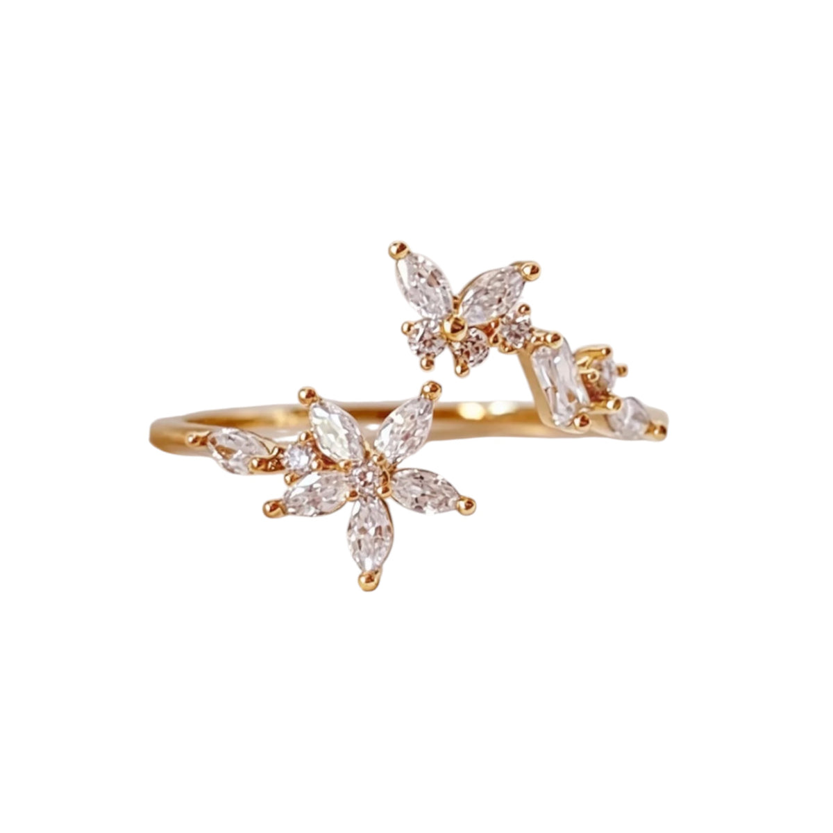 Celestial Butterfly & Blossom Adjustable Ring