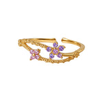 Lavender Blossom Adjustable Gold Ring