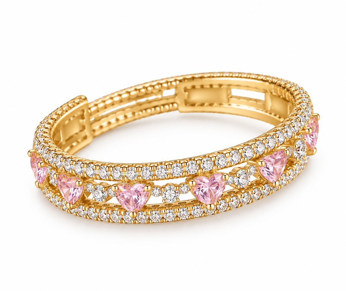Valentina Pink Heart Bangle