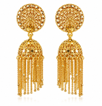 Gold Plated Jhumka Earrings Dangle Chains