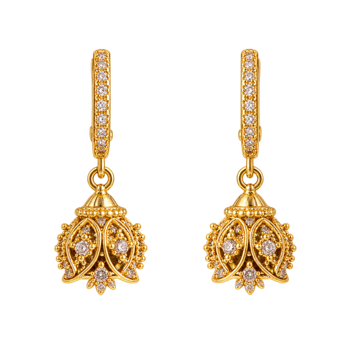 Micro Collection Gold Plated Jhumka Earring Kashmir Oval stone