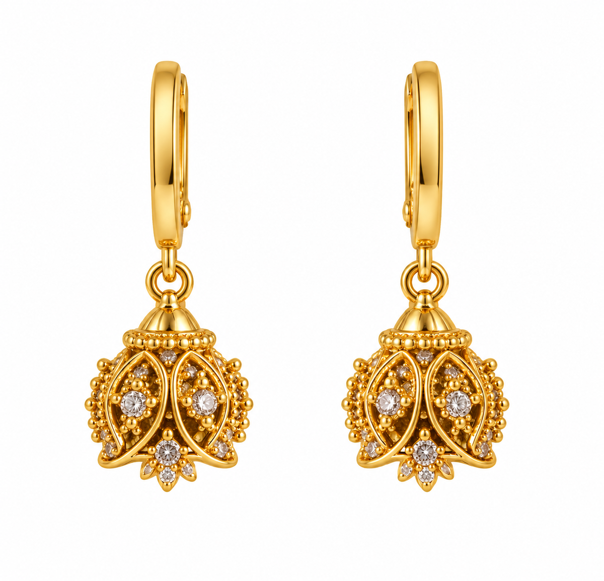 Micro Collection Gold Plated Jhumka Earring Kashmir Oval Plain Hoop