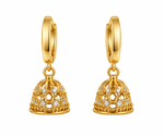 Micro Collection Gold Plated Jhumka Earring Mini Cluster Plain Hoop
