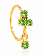 Light Green 3 Stone Dainty Small Gem Dangle Nose Ring for a pierced nose