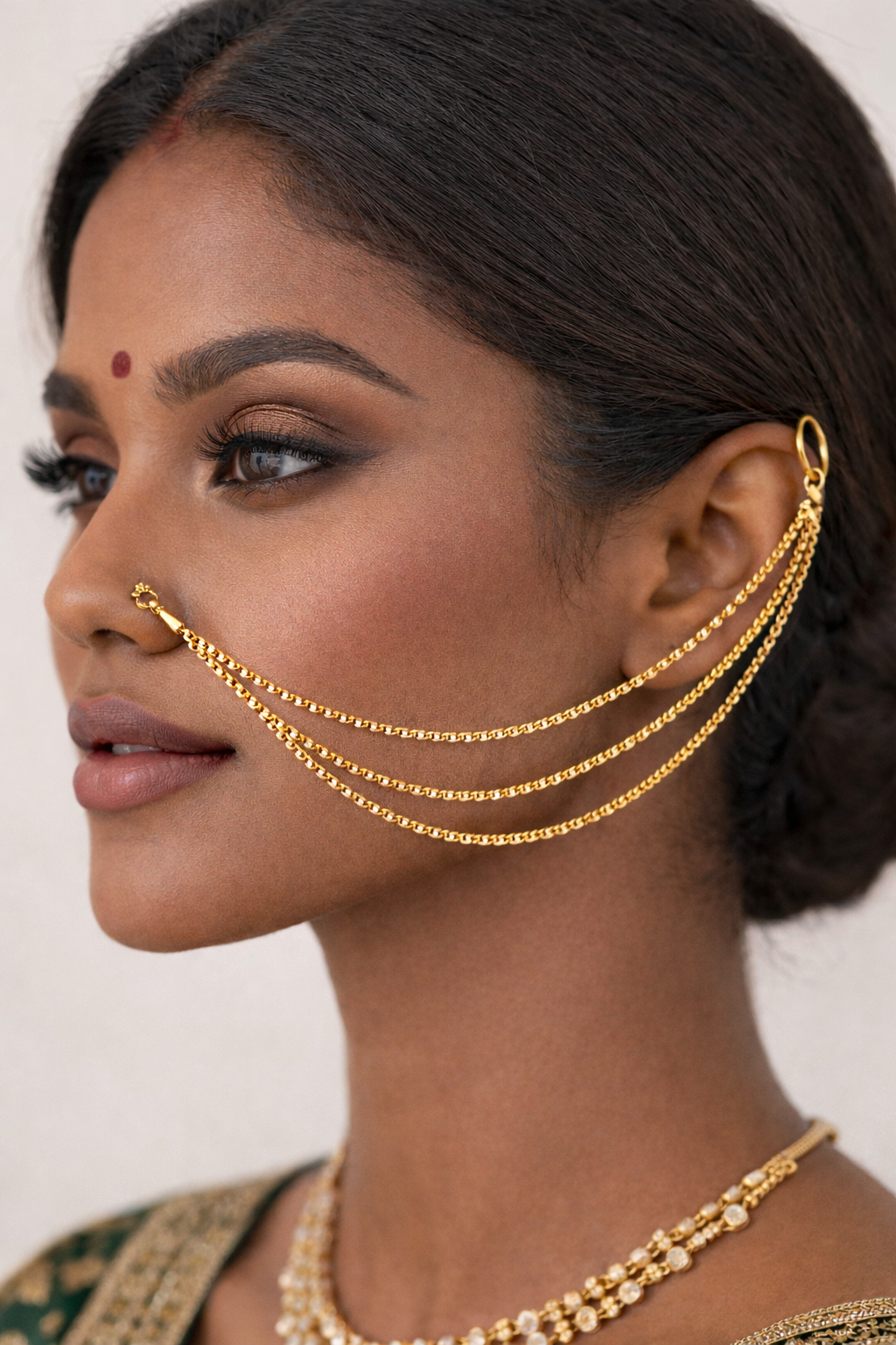 Triple Gold Nose Chain