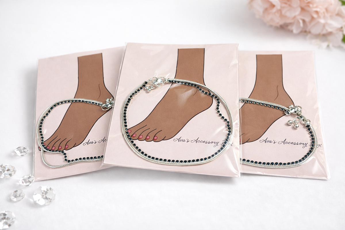 Pink Silver Anklet for Women – Indian Style Ankle Bracelet