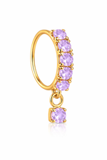 Lilac 5 Stone Dangle Gold Nose Ring For a Pierced Nose