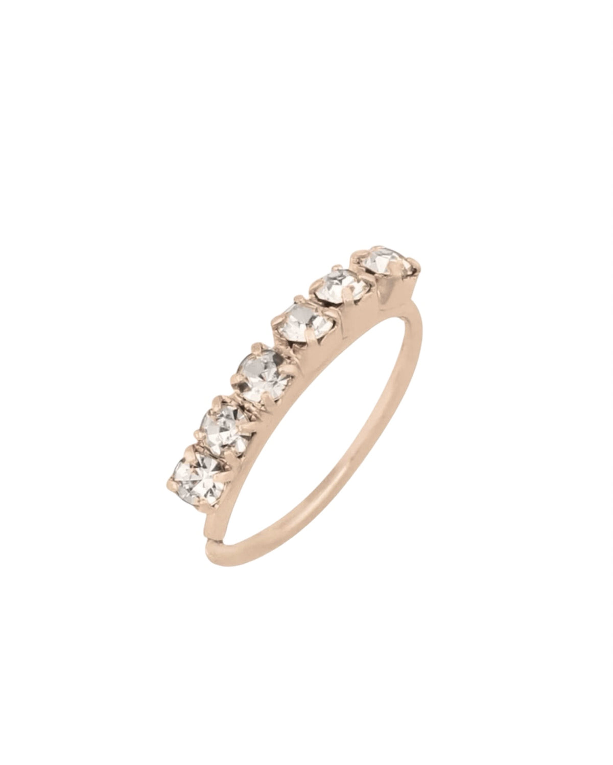 6 Stone Gold Nose Ring for pierced & non pierced nose