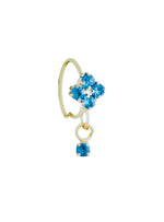 Light Blue Square Small Gem Dangle Gold Nose Ring For Pierced Nose