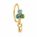 Multicoloured Alternating Coloured Mixed Colour Dainty Gold Dangle Nose Ring Pierced Nose