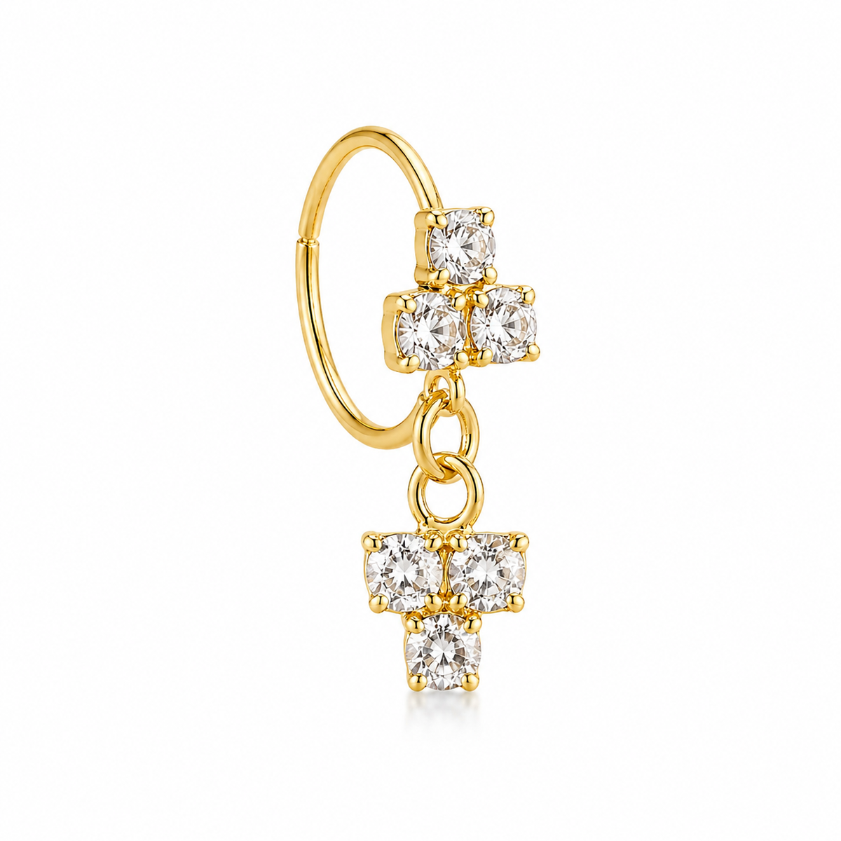 Double Dainty Gold Dangle Nose Ring Pierced Nose