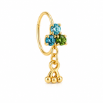 Multicoloured Alternating Coloured Dainty Crown Gold Dangle Nose Ring Pierced Nose