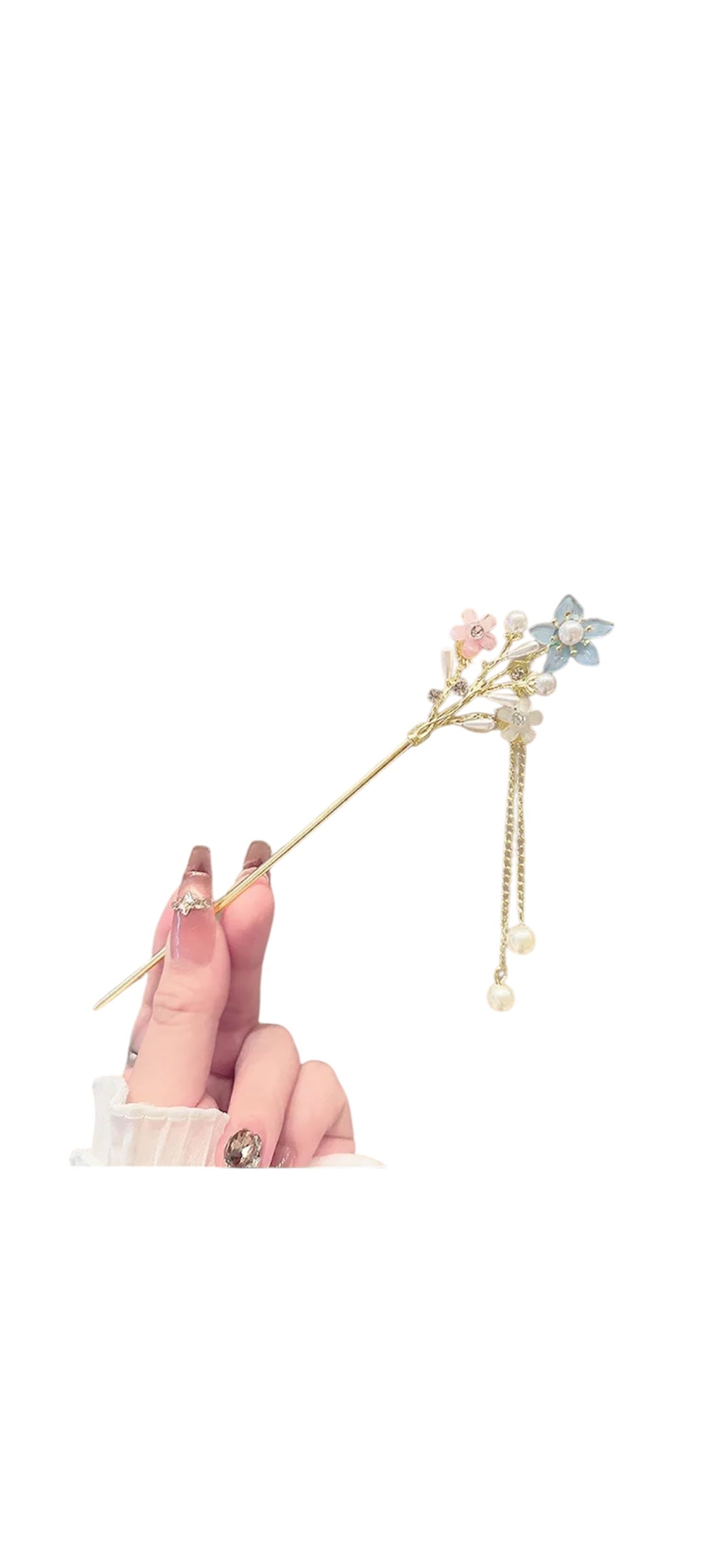 Tassel Hairpin Women's Qipao Hair Accessory Up do Hairpin Floral Print