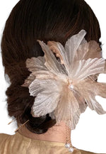 Coffee colouredU Hairpin Pearl Tassel Chiffon Flower Updo Hairpin Hair Accessories