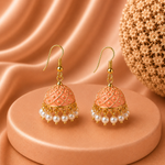 Mini Peach Hand Painted Jhumka Hook Dangle Earring