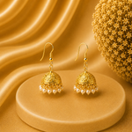 Mini Gold Hand Painted Jhumka Hook Dangle Earring