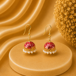 Mini Hot Pink Hand Painted Jhumka Hook Dangle Earring