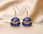 Mini Dark Blue Hand Painted Jhumka Hook Dangle Earring