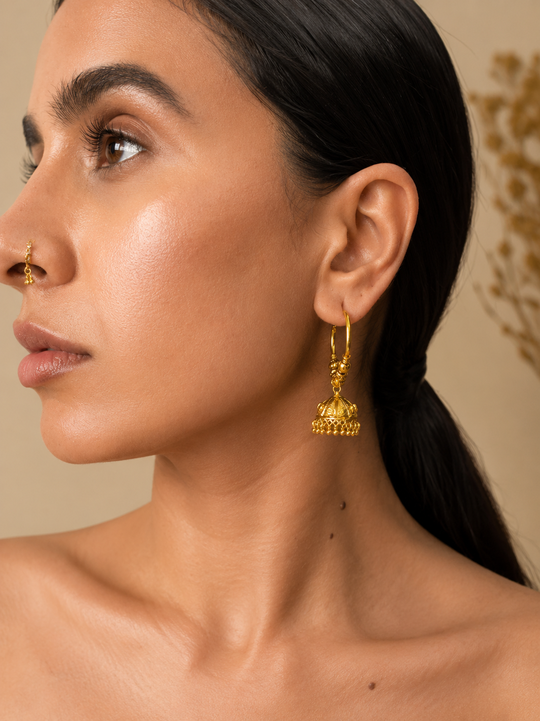 Large Round Hoop Gold Plated Jhumka