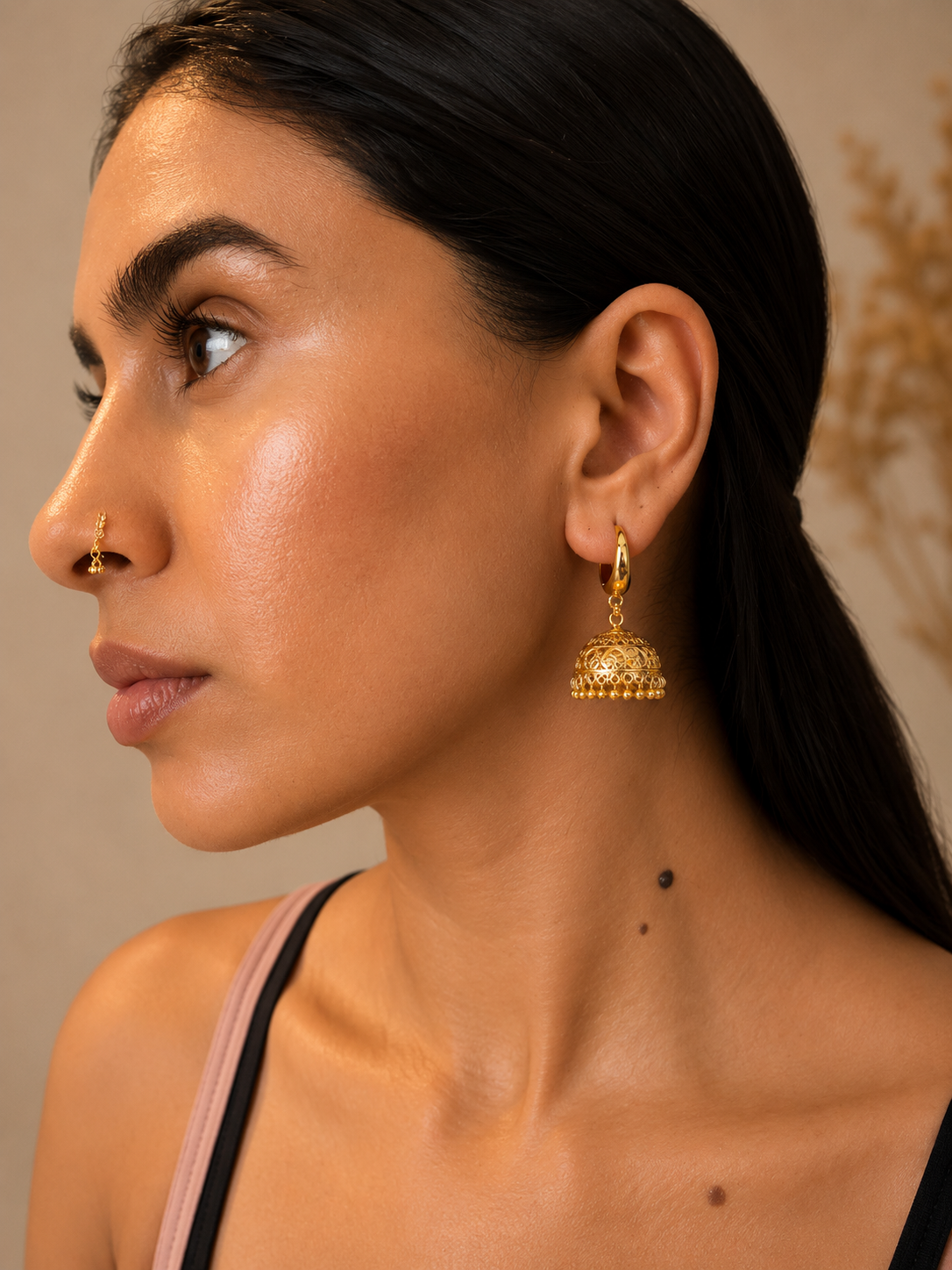 Round Gold Plated Jhumka
