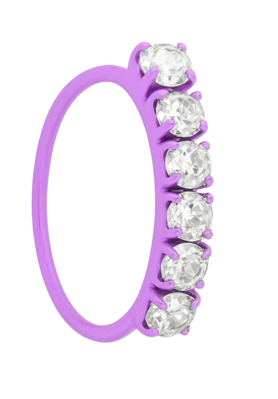 Neon Purple 6 Stone Nose Ring Suitable For Pierced And Non Pierced Nose