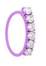 Neon Purple 6 Stone Nose Ring Suitable For Pierced And Non Pierced Nose