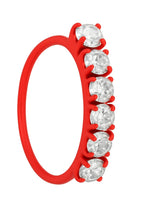 Neon Red 6 Stone Nose Ring Suitable For pierced and non pierced nose