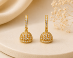 Micro Collection Gold Plated Jhumka Earring Hapur Half Stones
