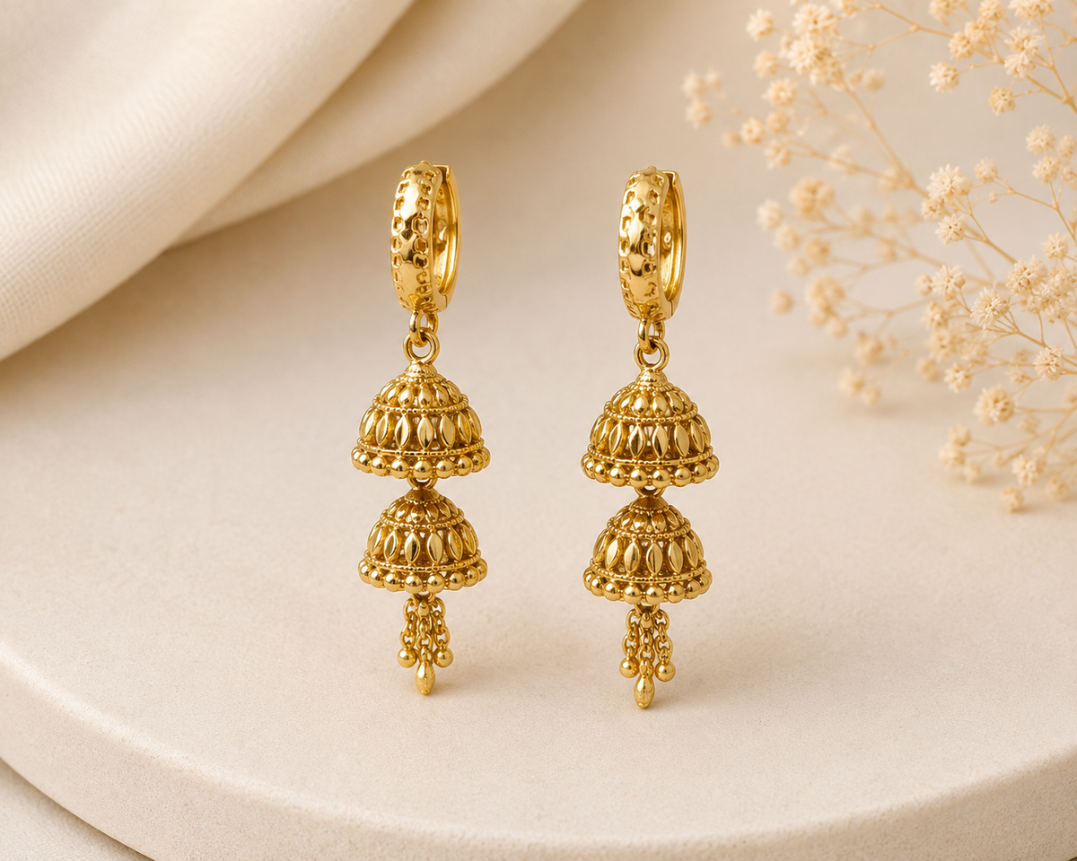Regal Glow Gold-Plated Jhumka Hoop Dangle Earrings
