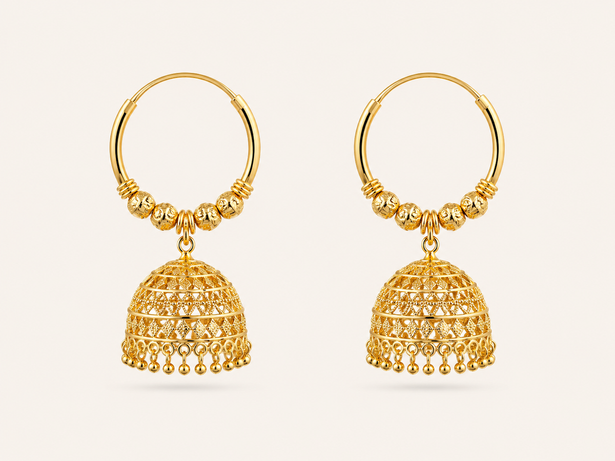 Large Hoop Anaya Gold Plated Jhumka