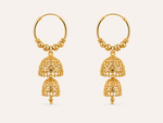Large Round Hoop Double Dangle Gold Plated Jhumka