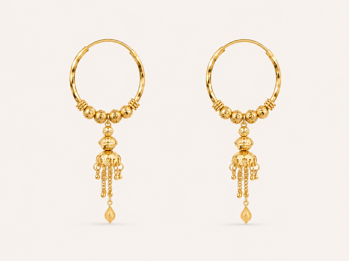 Medium Round Hoop Sona Gold Plated Jhumka