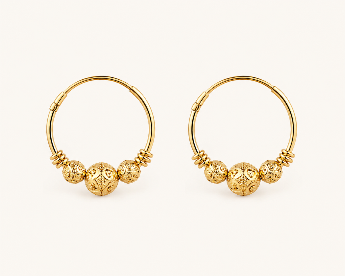 Round Ball Hoop Gold Plated Jhumka earrings