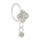 Silver Stone Square Small Gem Dangle Silver nose Ring For a Pierced Nose