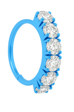 Neon Blue 6 Stone Nose Ring Suitable For Pierced Nose and Non Pierced Nose