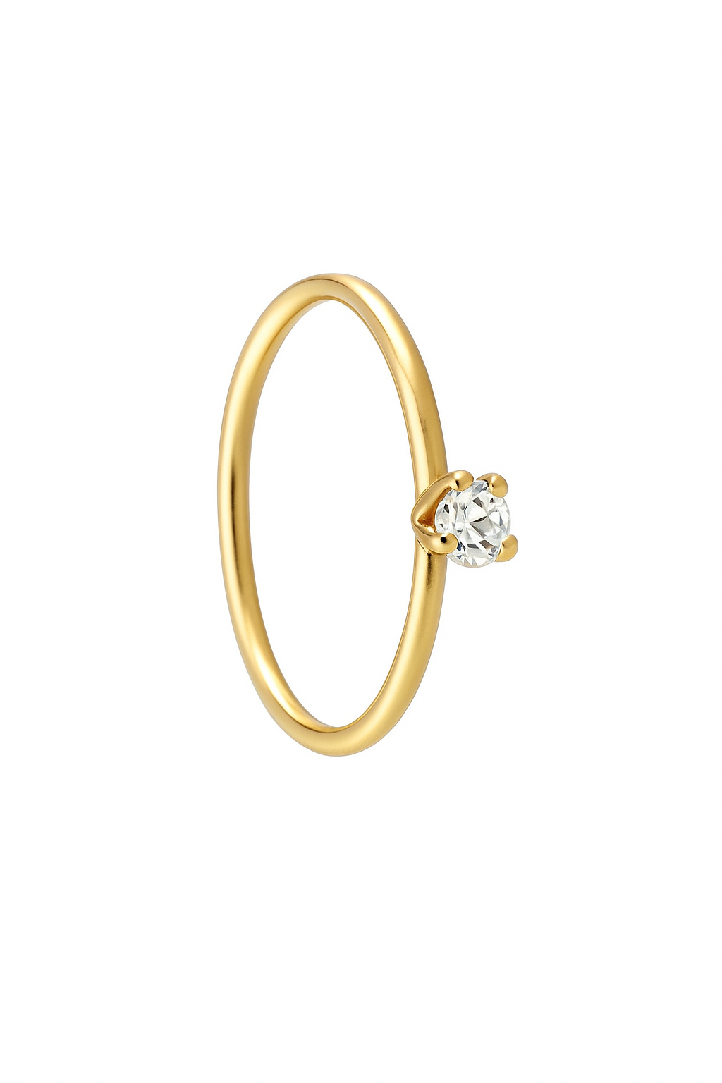 1 Stone Gold Nose Ring for pierced and non pierced nose