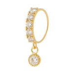 5 Stone Big Gem Dangle Gold nose ring for pierced nose