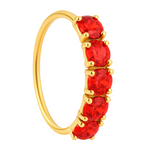 Red 5 Stone Thin Gold Nose Ring for pierced and non pierced nose