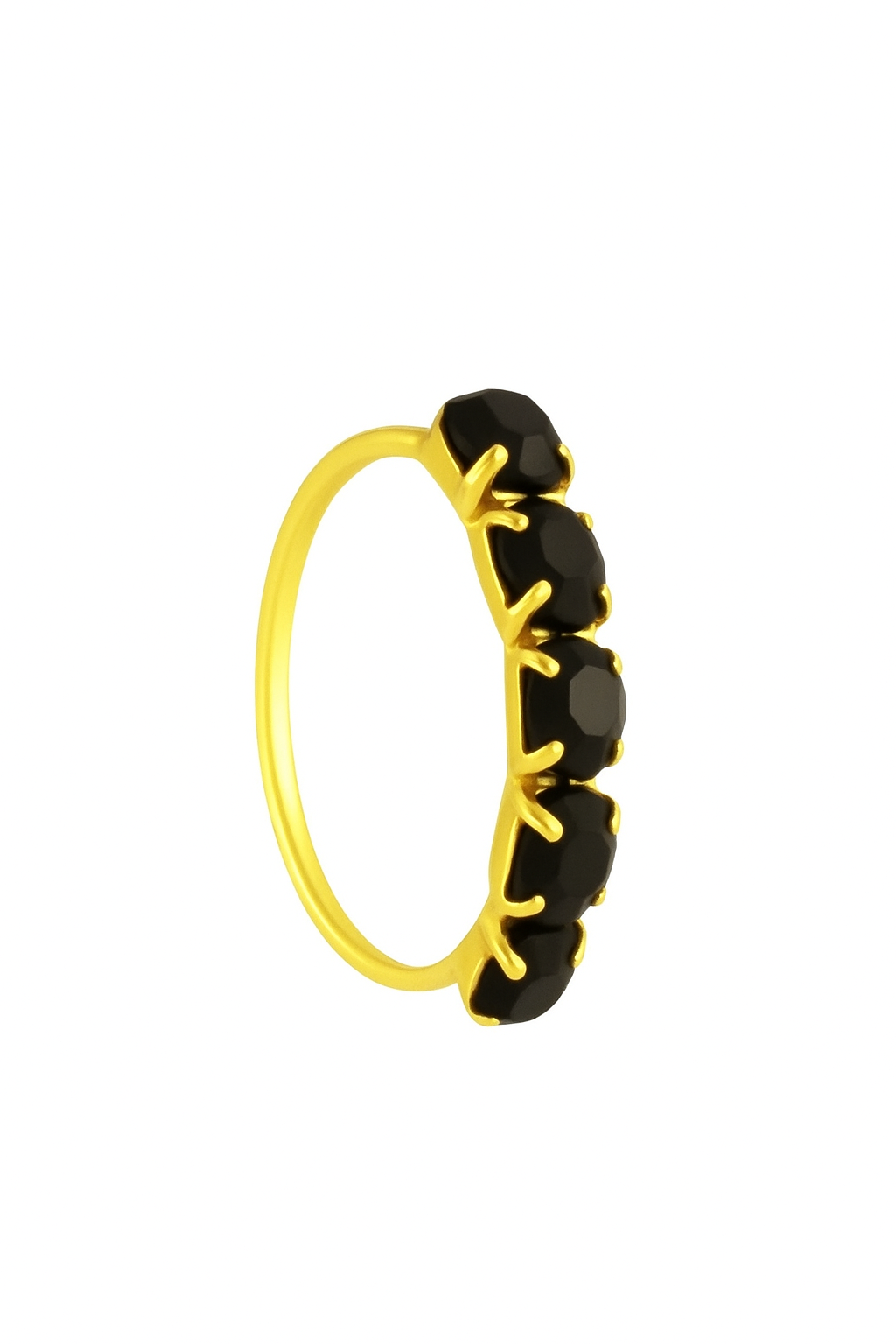 Black 5 Stone Gold Nose Ring Pierced & Non Pierced Nose