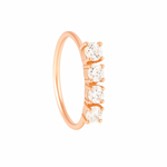 4 Stone Rose Gold Nose Ring for pierced and non pierced nose