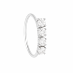 4 Stone Silver Nose Ring for pierced and non pierced nose