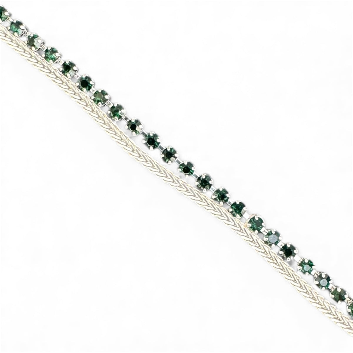 Emerald Green 1 x Silver Anklet Women's Indian Fashion Accessories