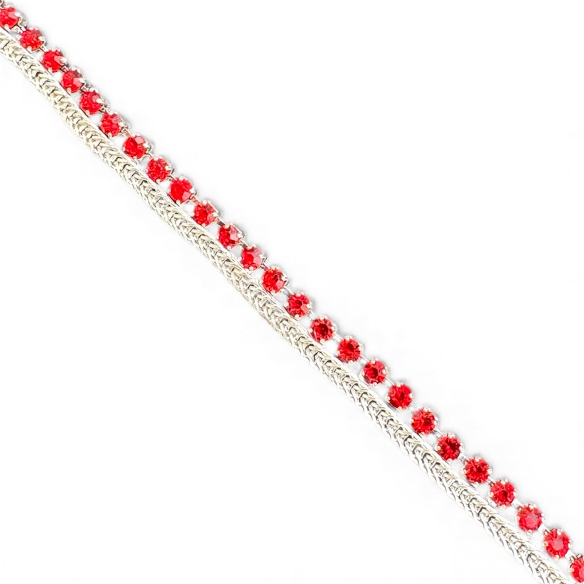 Red 1 x Silver Anklet Women's Indian Fashion Accessories